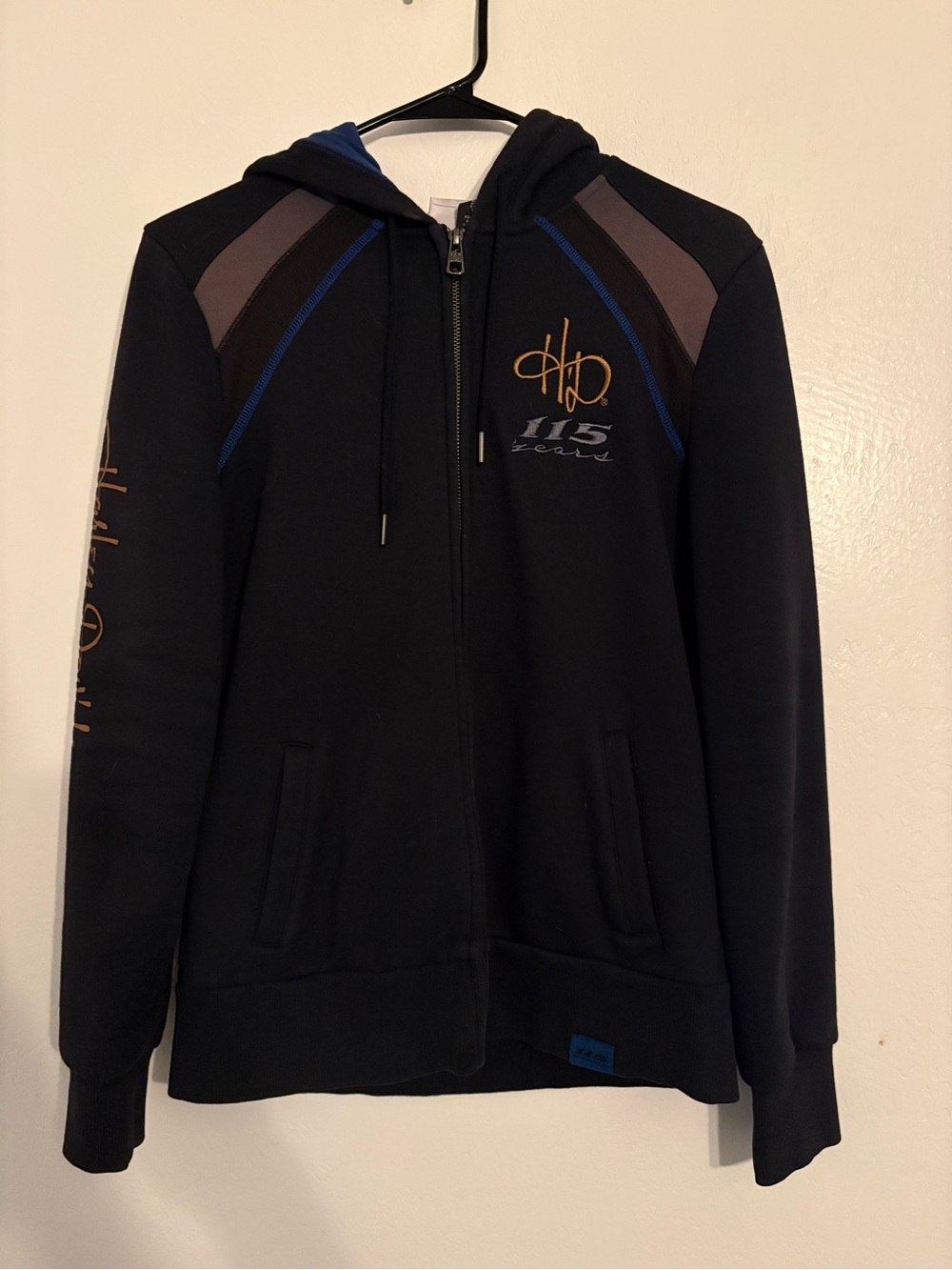 Harley-Davidson 115 Years Zip-Up Hoodie Jacket Sweatshirt Black Size M